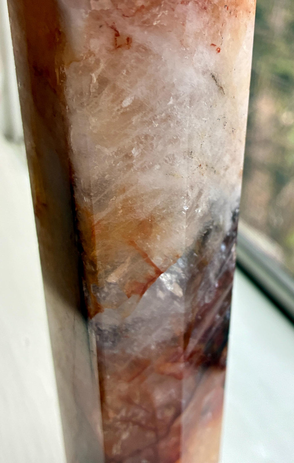 Large 10 inch Fire Quartz Tower | Hematoid Crystal Point, Red Inclusions, Statement Healing Crystal