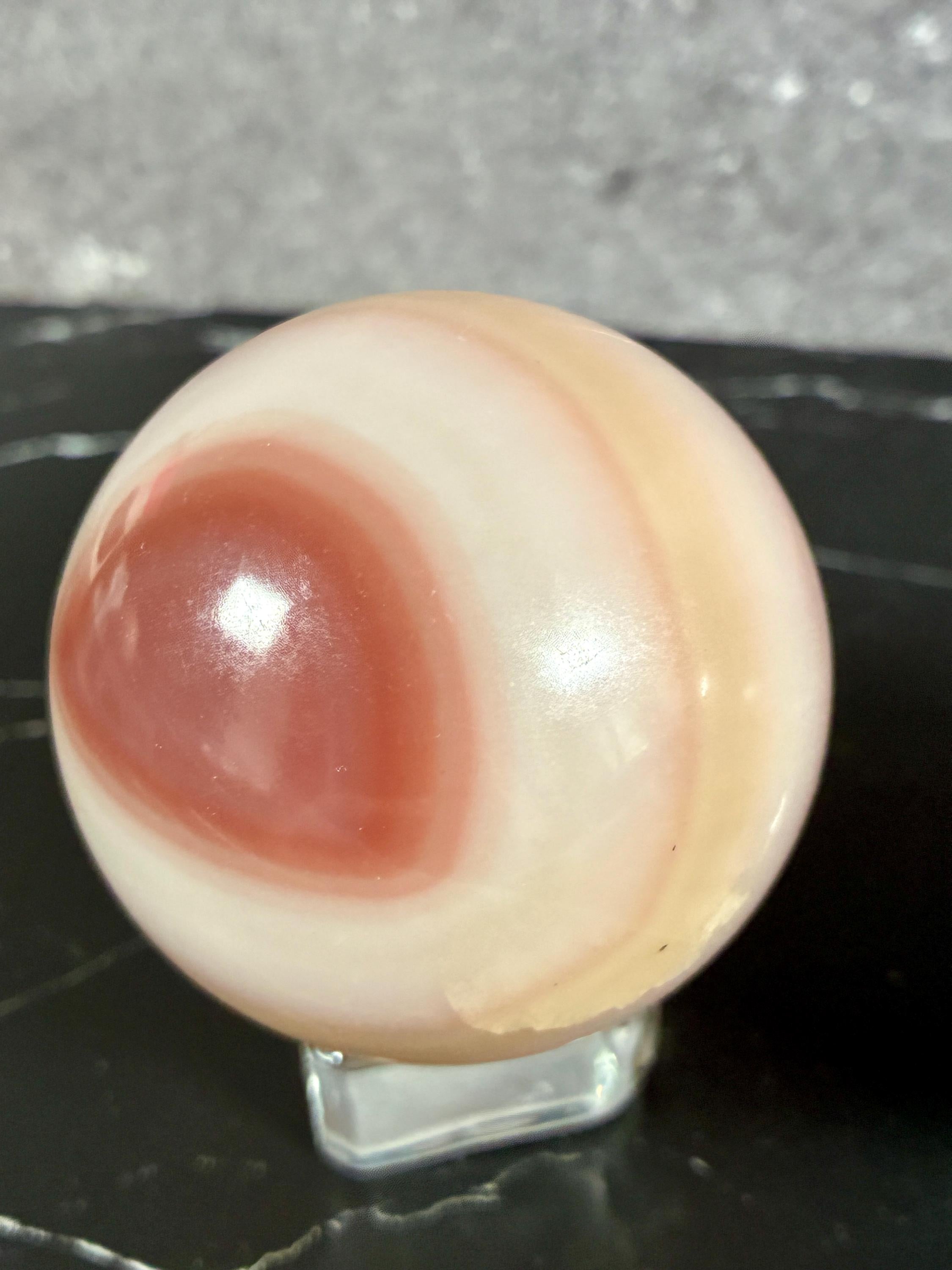 Pink Onyx (54mm) & Teal Fluorite (52mm) Spheres