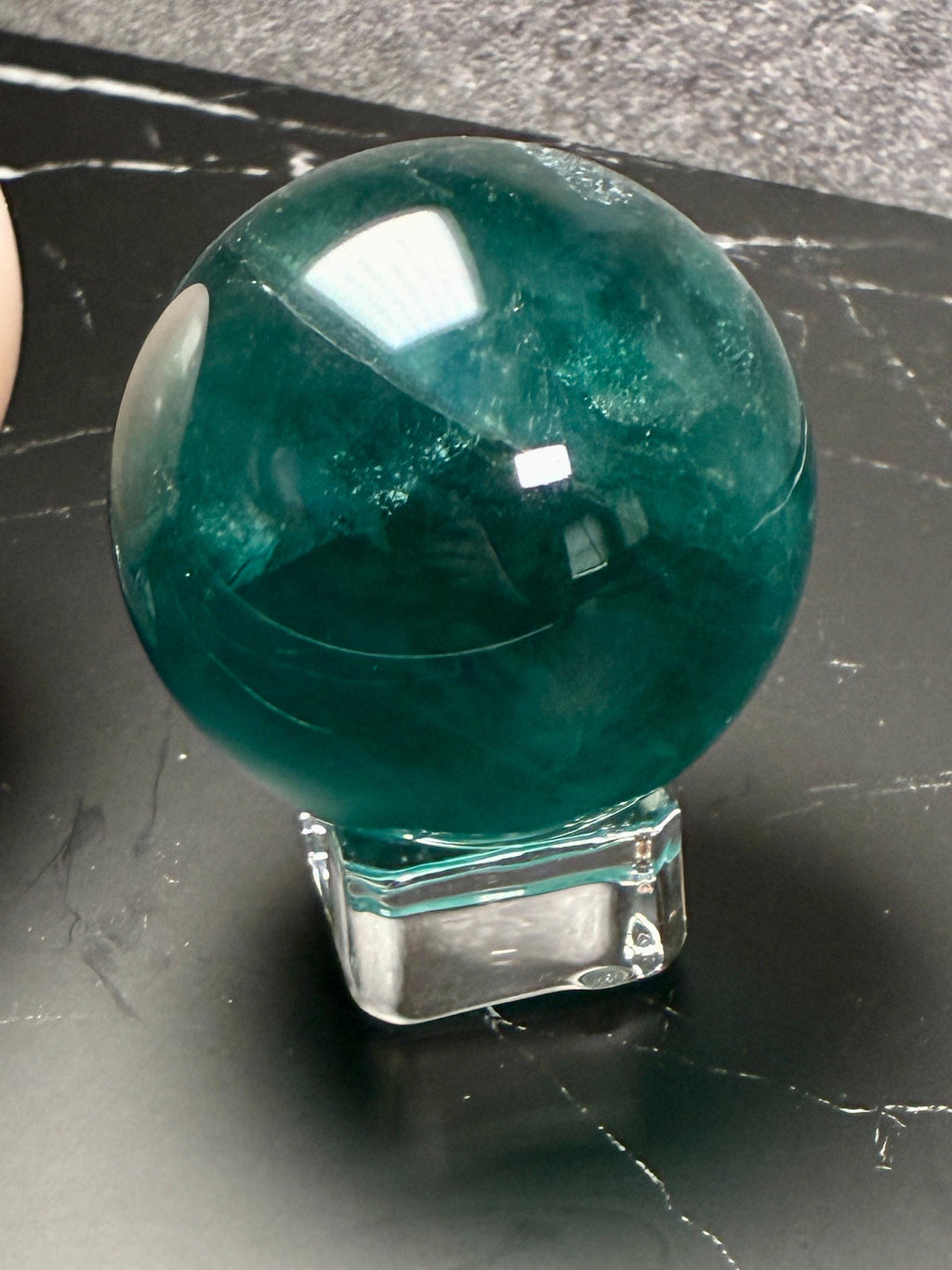 Pink Onyx (54mm) & Teal Fluorite (52mm) Spheres