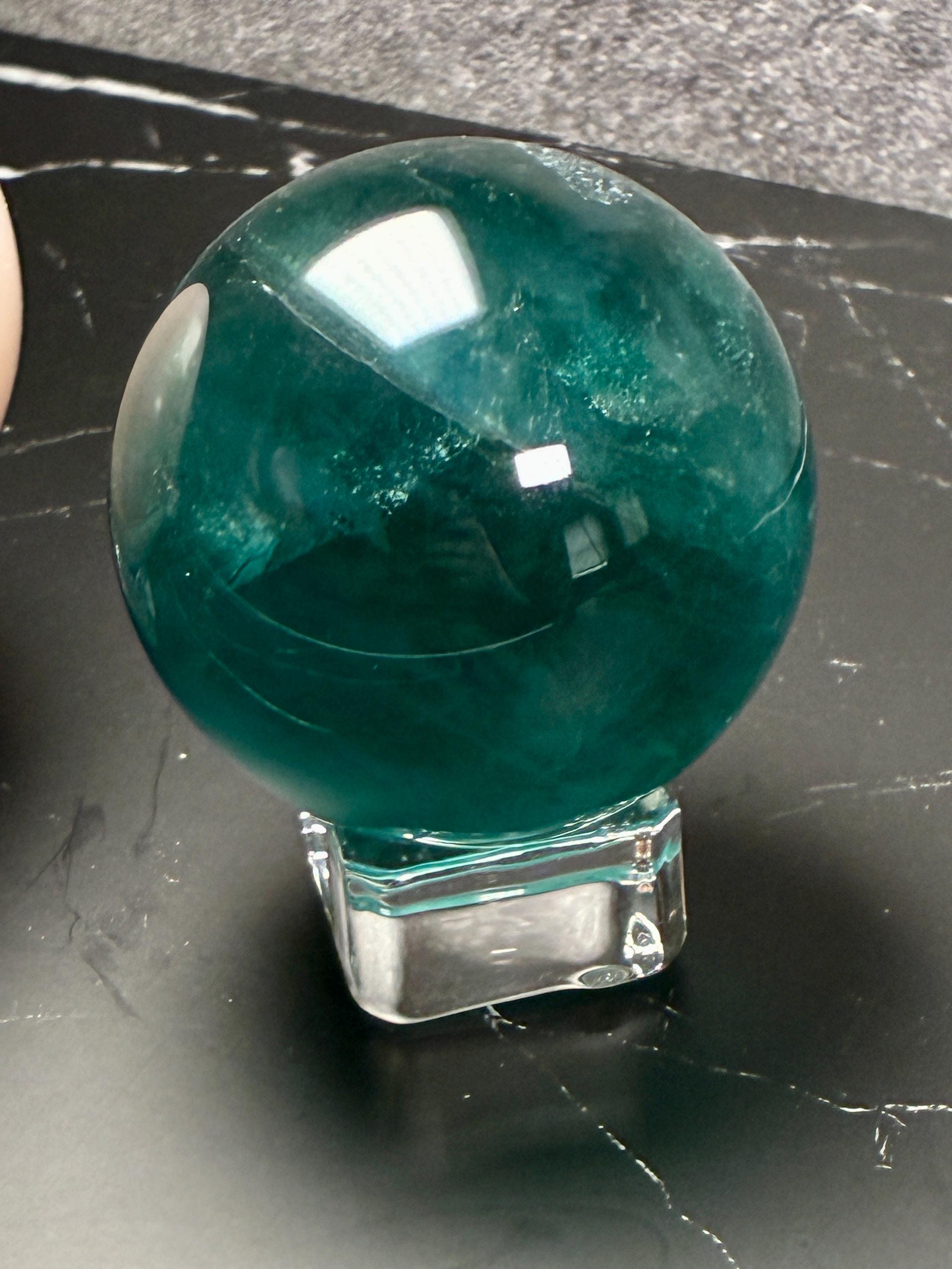Pink Onyx (54mm) & Teal Fluorite (52mm) Spheres