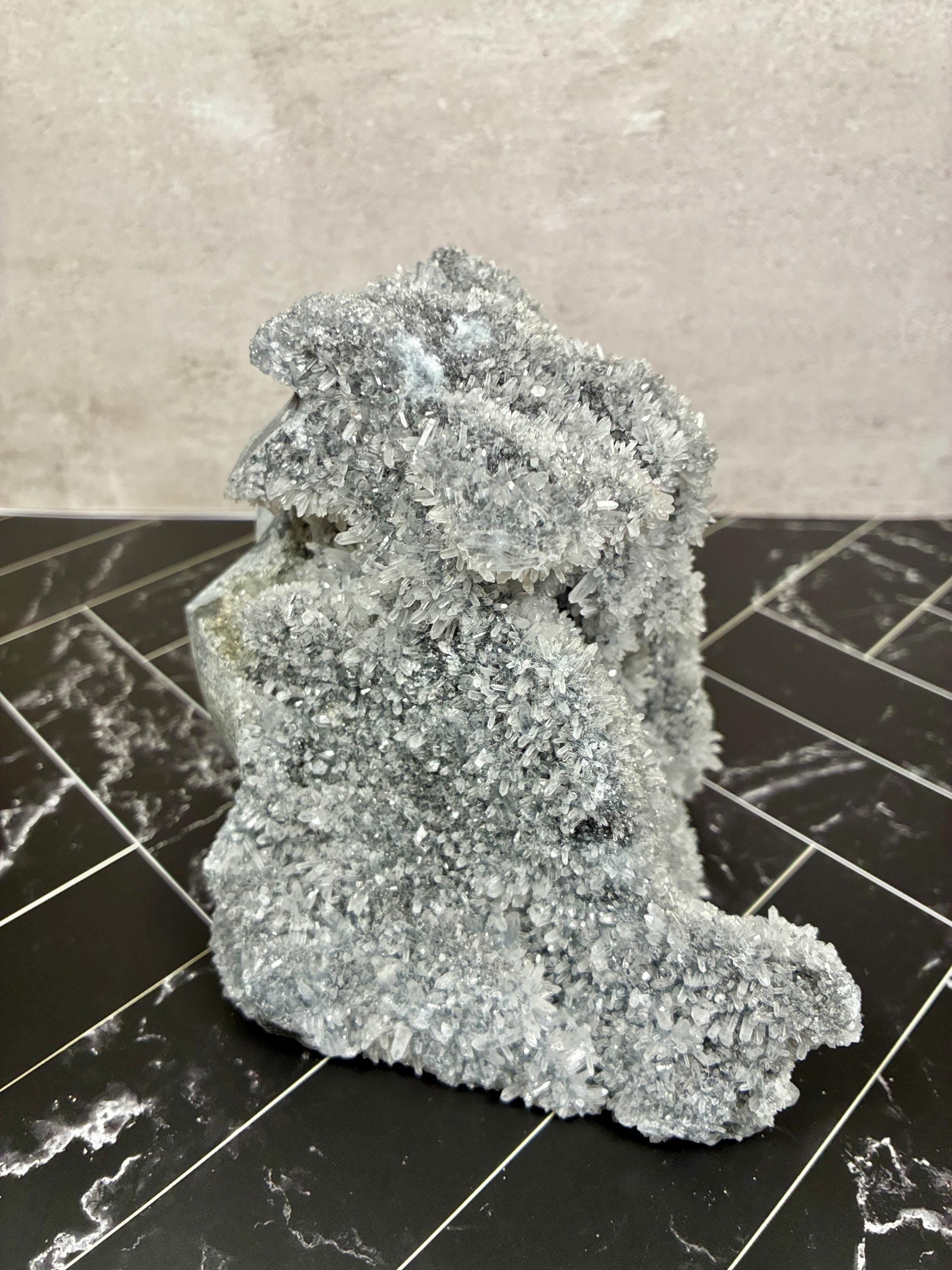 Sphalerite Druzy Crystal Skull Carving