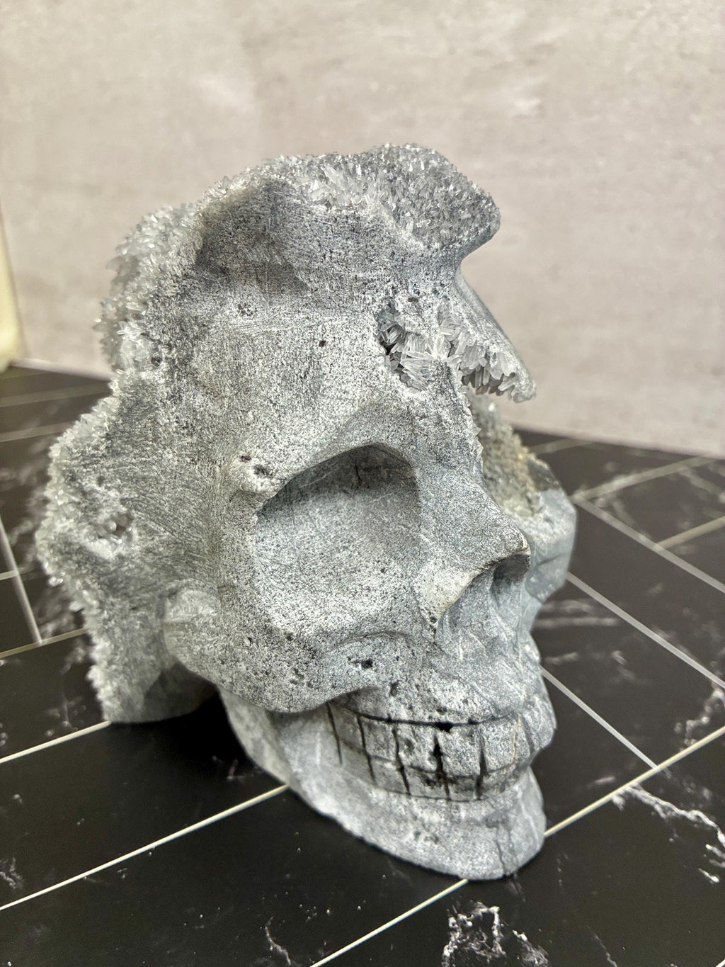 Sphalerite Druzy Crystal Skull Carving