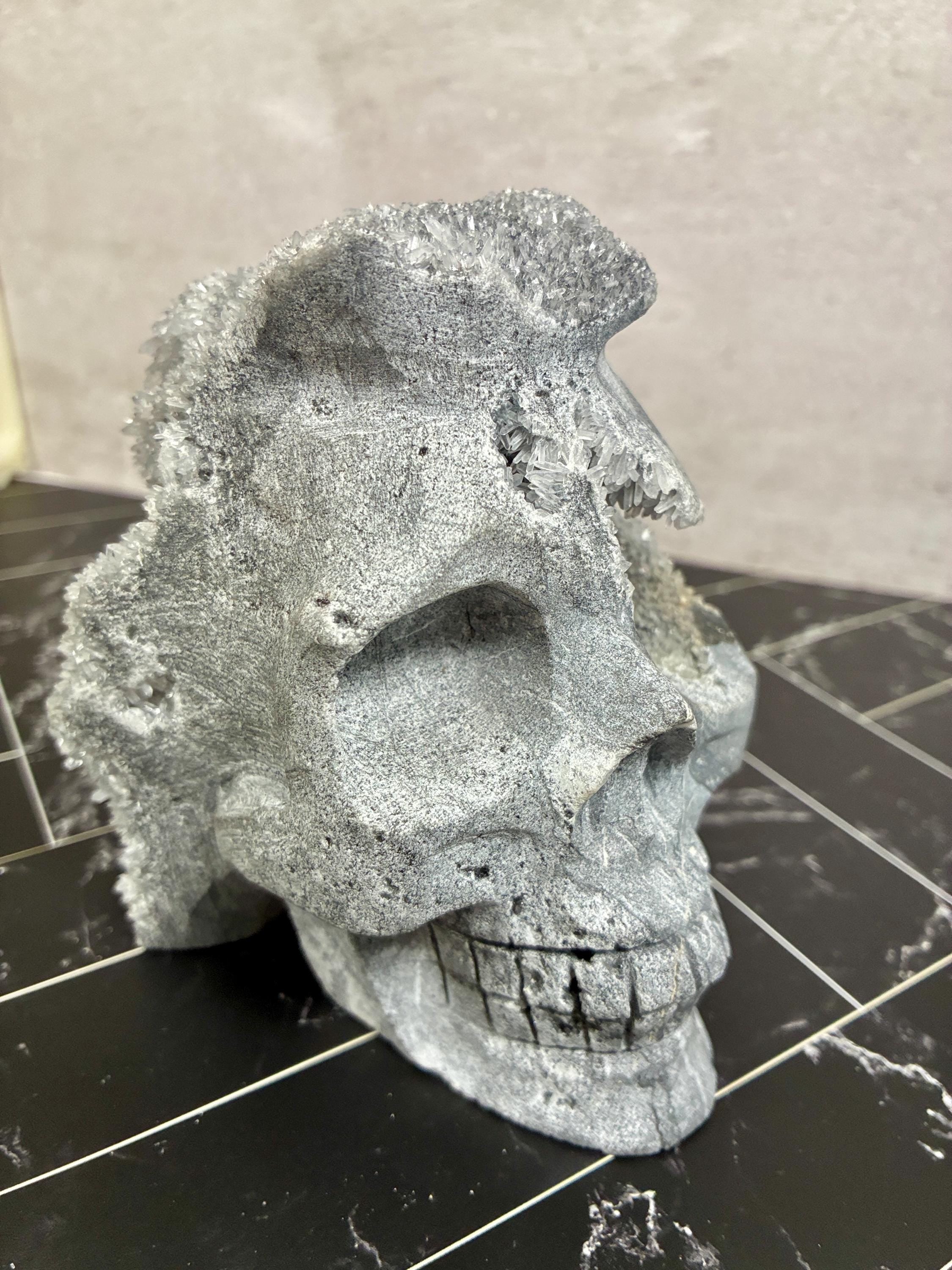 Sphalerite Druzy Crystal Skull Carving