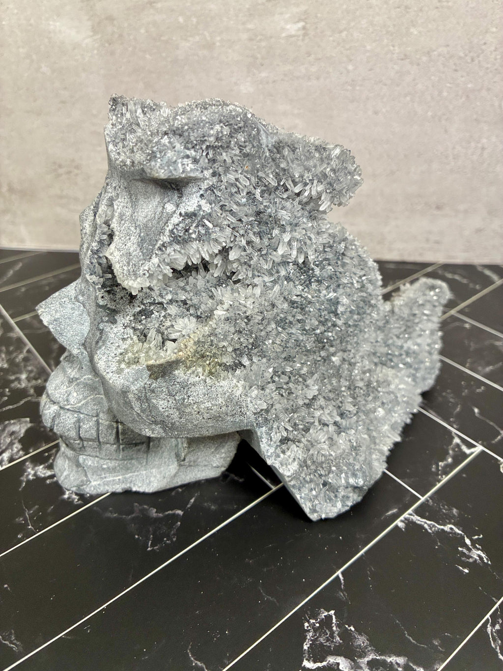 Sphalerite Druzy Crystal Skull Carving