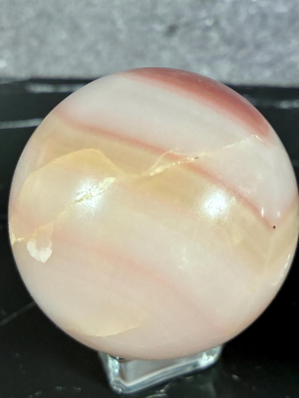 Pink Onyx (54mm) & Teal Fluorite (52mm) Spheres