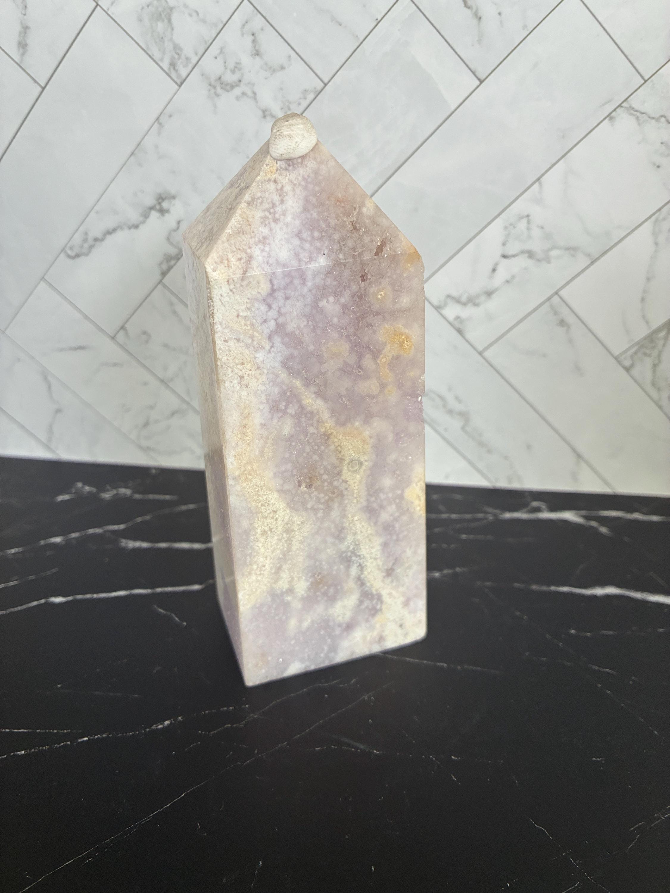 Druzy Agate, Pink Amethyst, Clear Quartz Crystal Towers