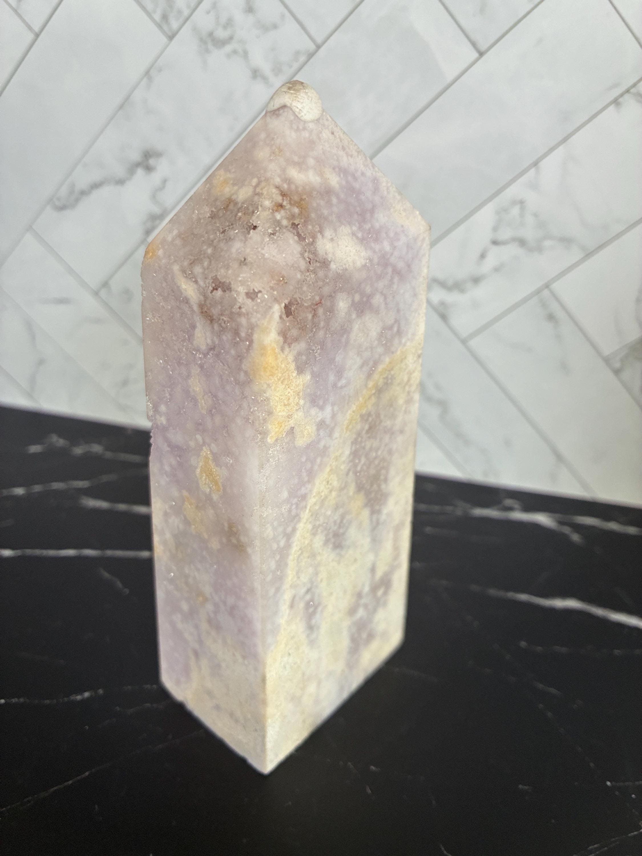 Druzy Agate, Pink Amethyst, Clear Quartz Crystal Towers