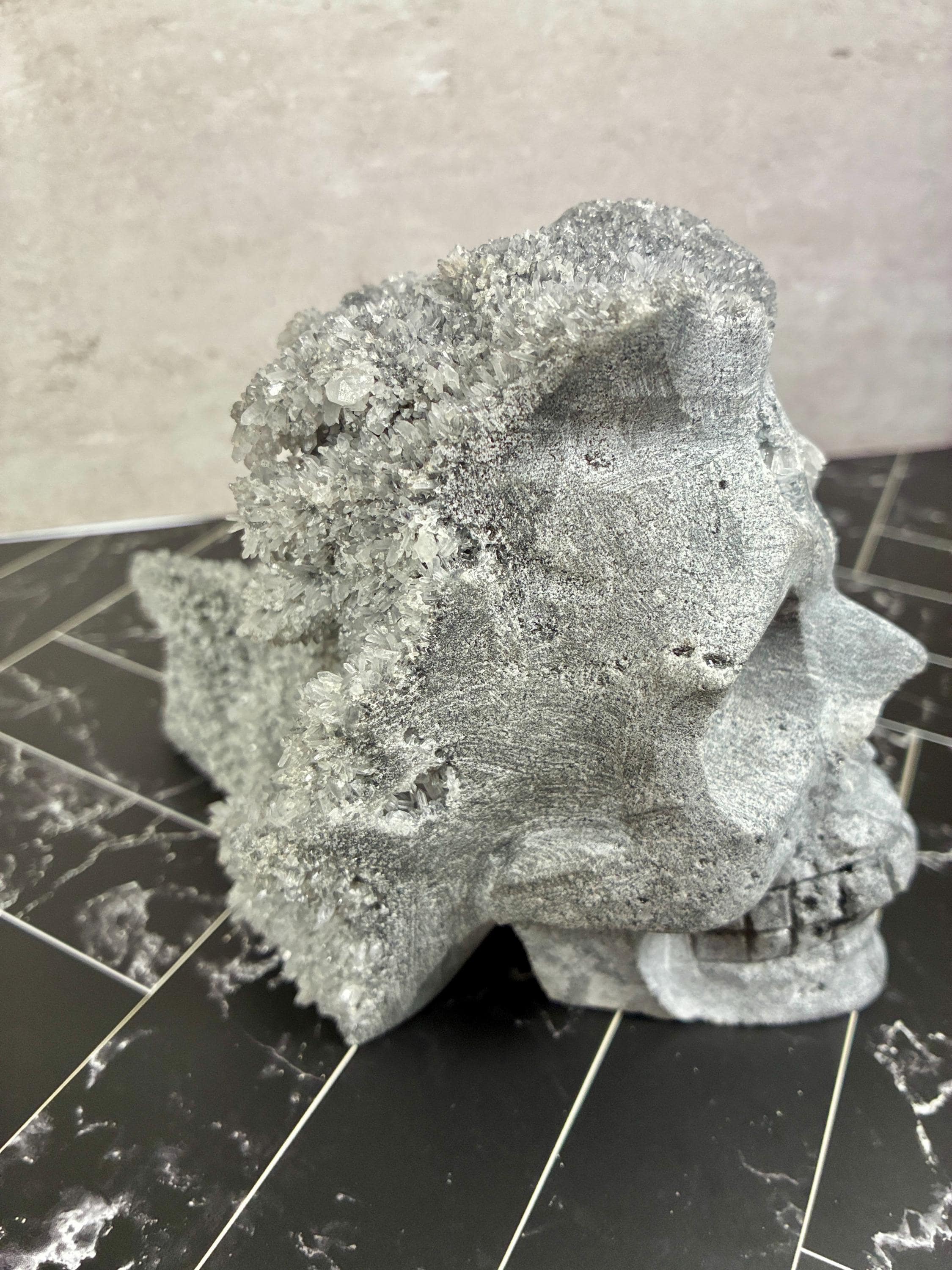 Sphalerite Druzy Crystal Skull Carving