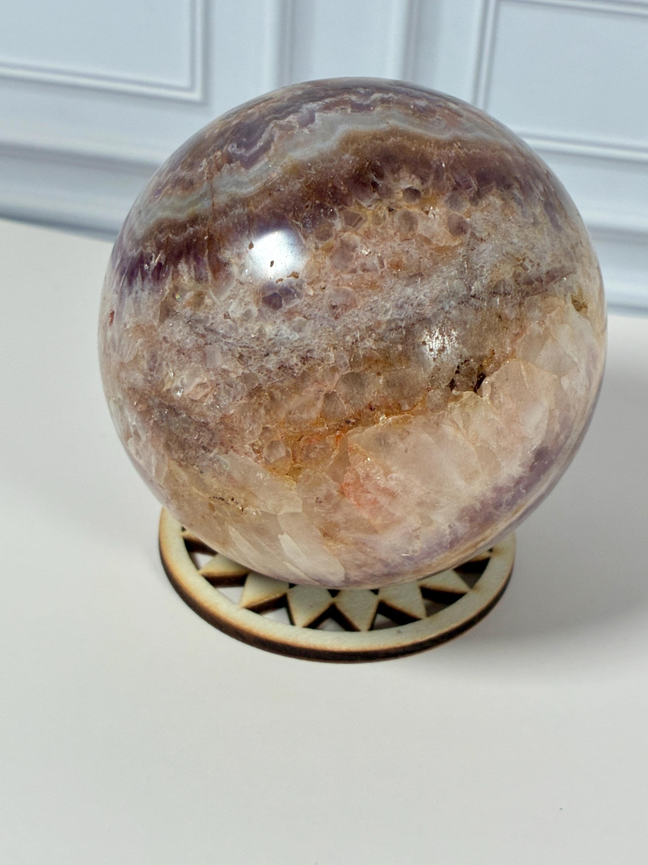 Dreamy Chevron Amethyst Sphere • Lavender Crystal Sphere • Collector Display Stone