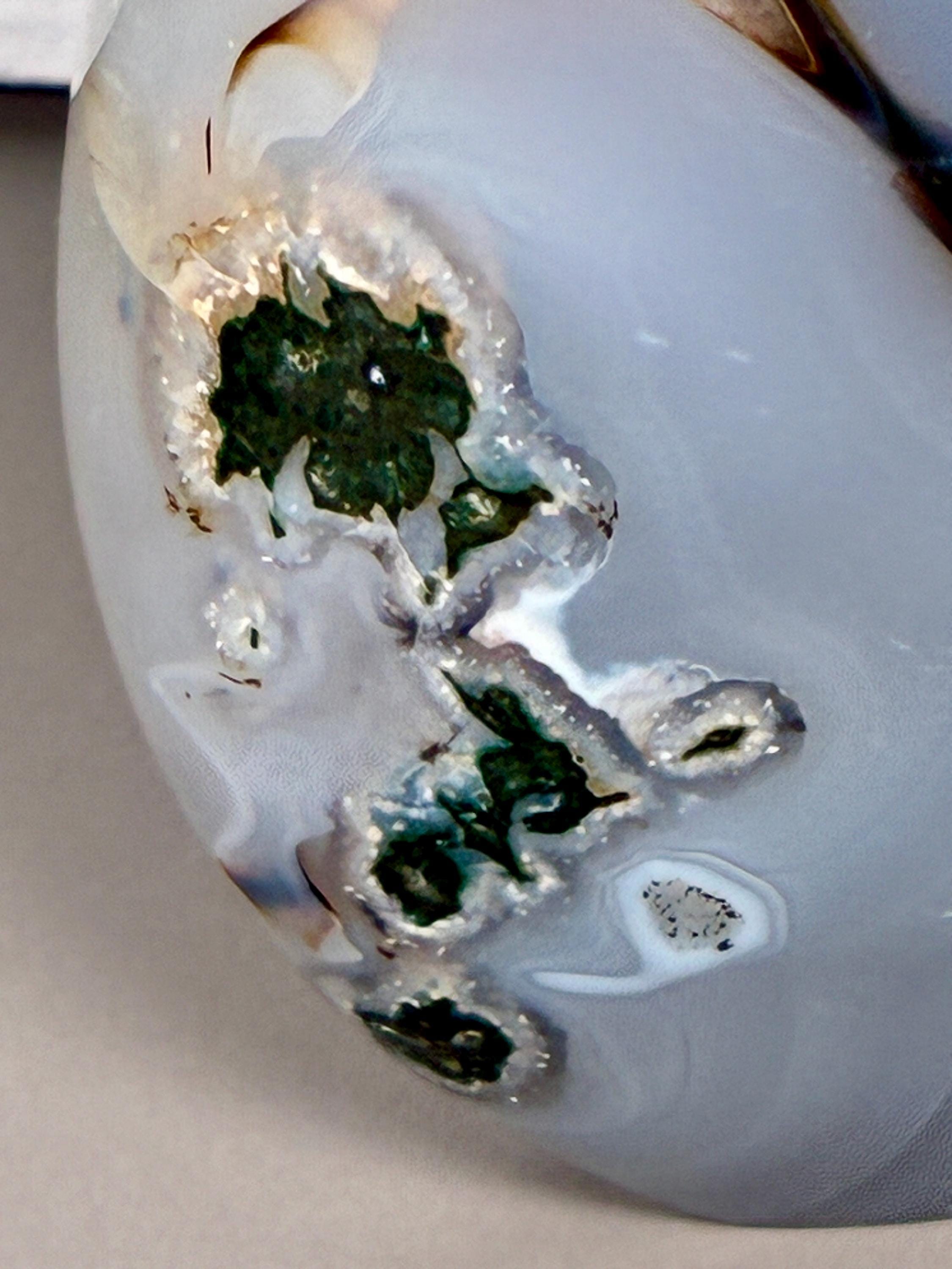 blue chalcedony, moss agate, druzy crystal, crystal flame, freeform crystal, collector stone, agate decor, blue crystal, moss crystal, gemstone decor, shelf crystal, polished stone, dreamy decor